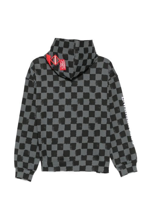 Felpa bambino Sprayground grigia check con cappuccio e shark mouth Sprayground kids | SPY1541GX
